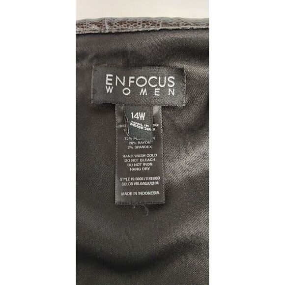 Enfocus Black Floral Lace Panel Back Zipper Sleeveless Stretch Peplum Dress 14W - Picture 7 of 7